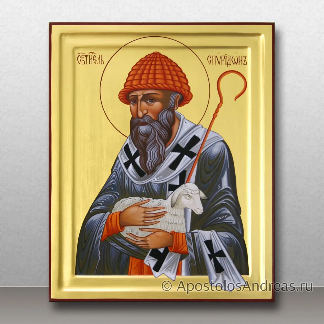 Именная икона Спиридона (двухковчежная доска), 24х30<br><span style=