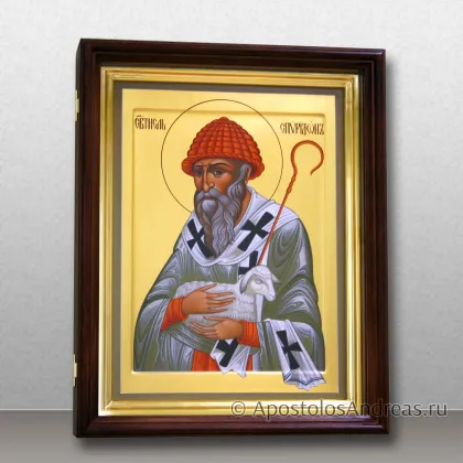 Именная икона в киоте с дверцей Спиридон Тримифунтский — миниатюра № 39