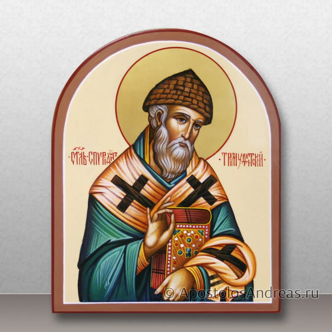 Икона Спиридон Тримифунтский (мини-формат), 12х15, 2025 — образец № 41