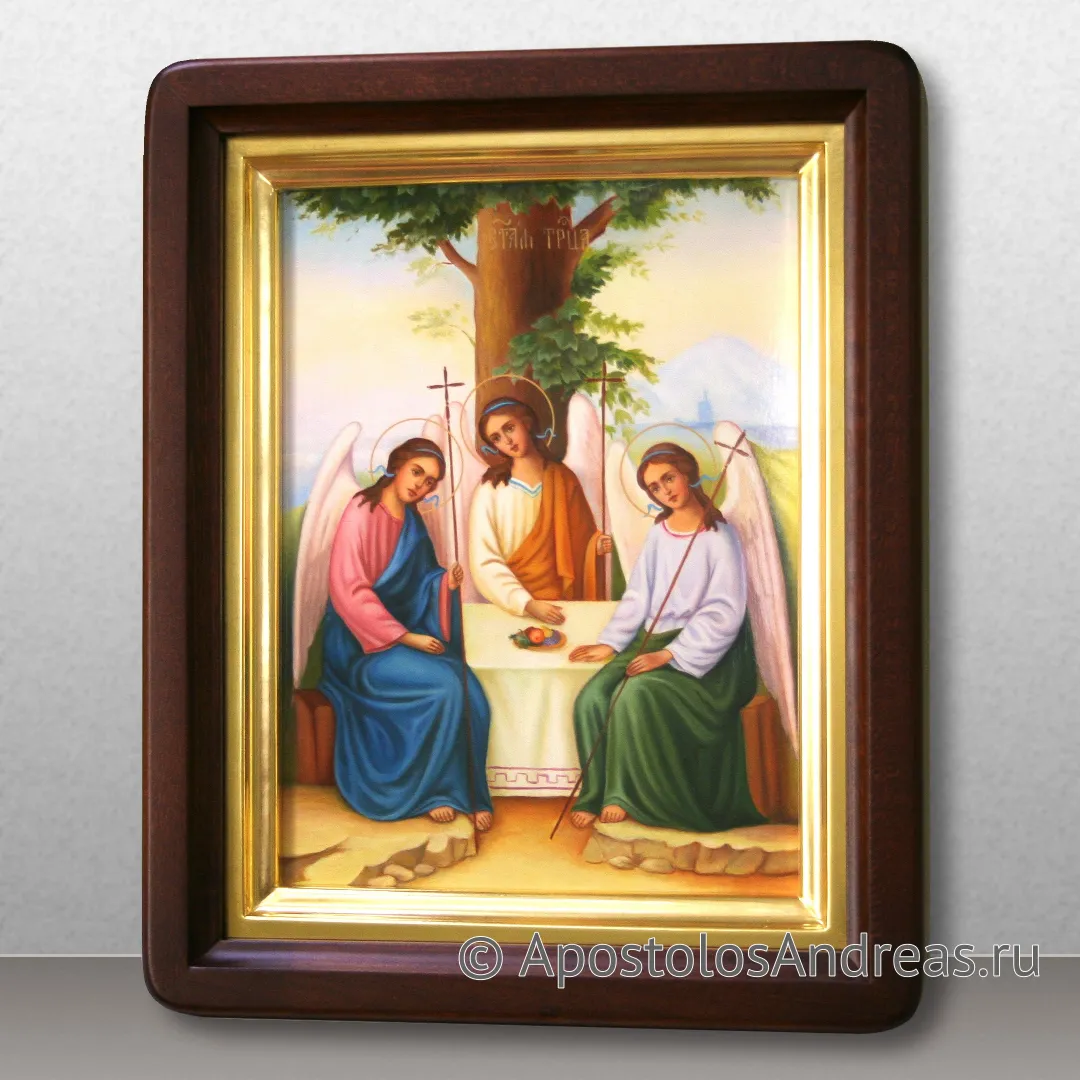 Икона Святая Троица в киоте, академическая живопись, образец № 4