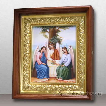 Икона Святая Троица в киоте, академическая живопись — миниатюра № 6