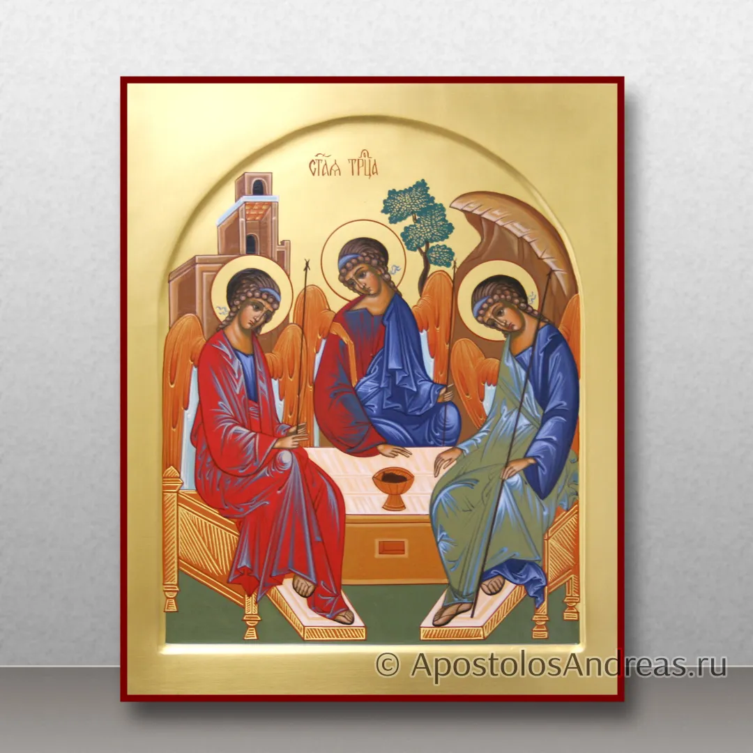 Икона Святой Троицы, с золочением (арочный ковчег), образец № 27
