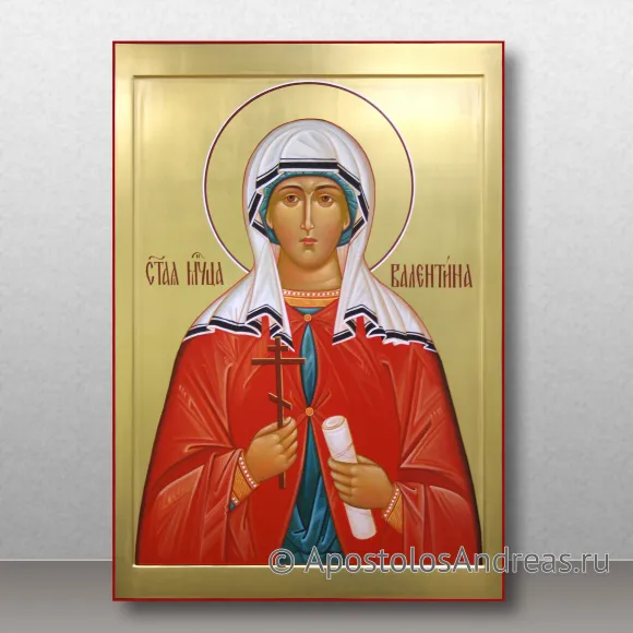 Рукописная икона Валентина Кесарийская (Палестинская), мученица
