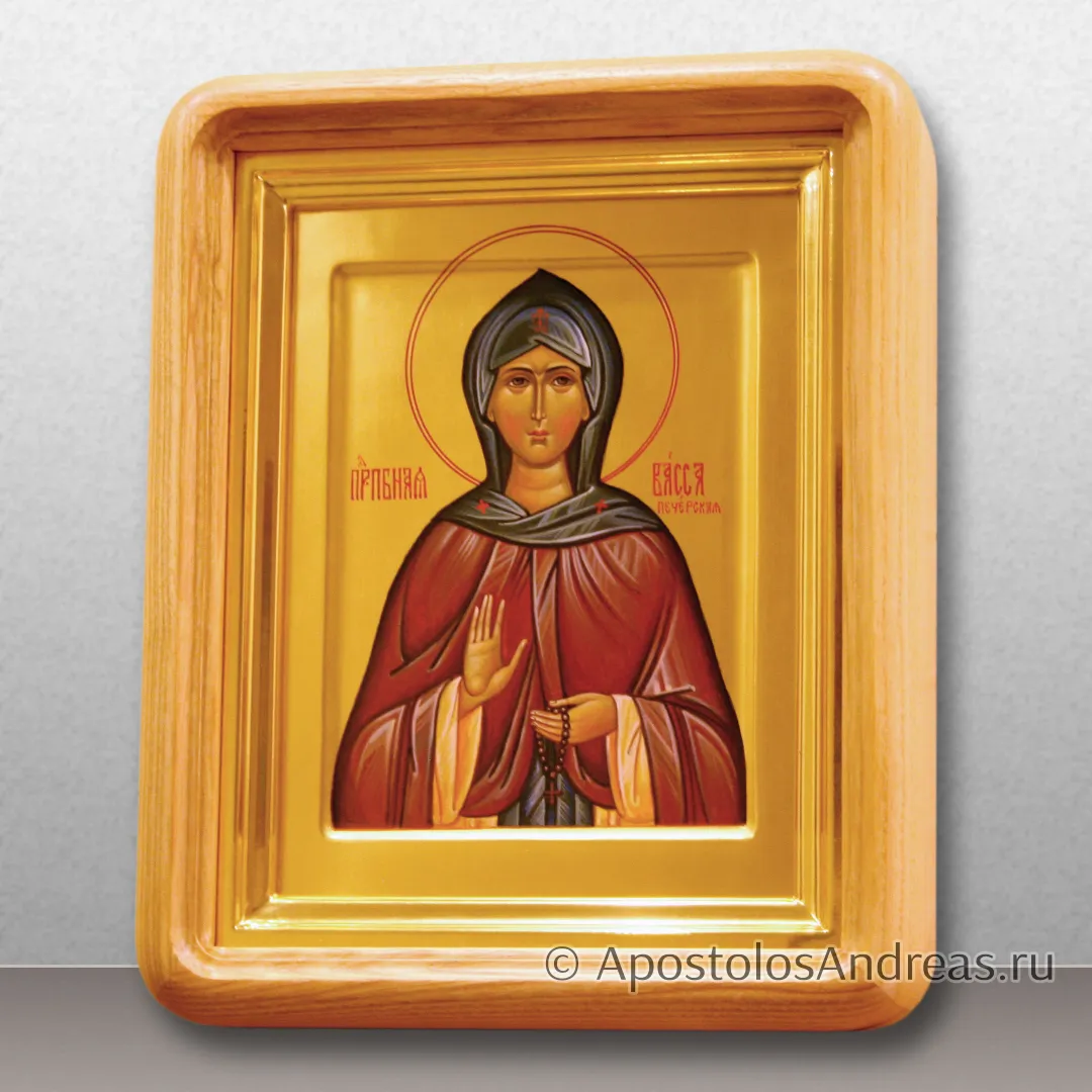 Икона Васса Пскова-Печерская (в киоте), в киоте - 25х31, 2025 — образец № 1