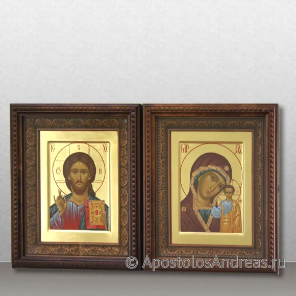 Рукописная икона Венчальная пара #13 (в резных киотах)