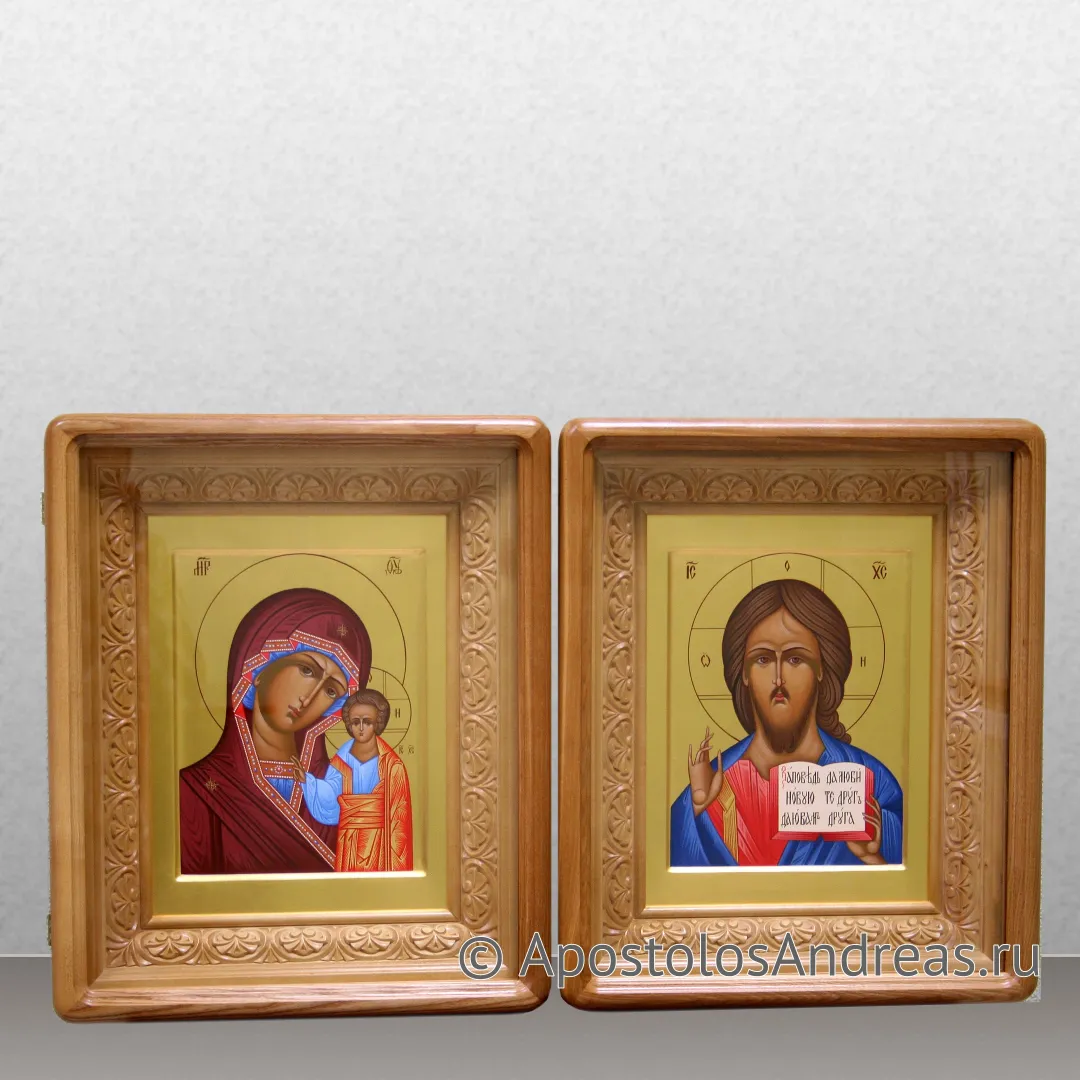 Икона Венчальная пара #17 (в киотах, с резной рамой) — образец № 2