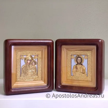 Икона Венчальная пара #32 (в киотах, под ризами) — миниатюра № 1