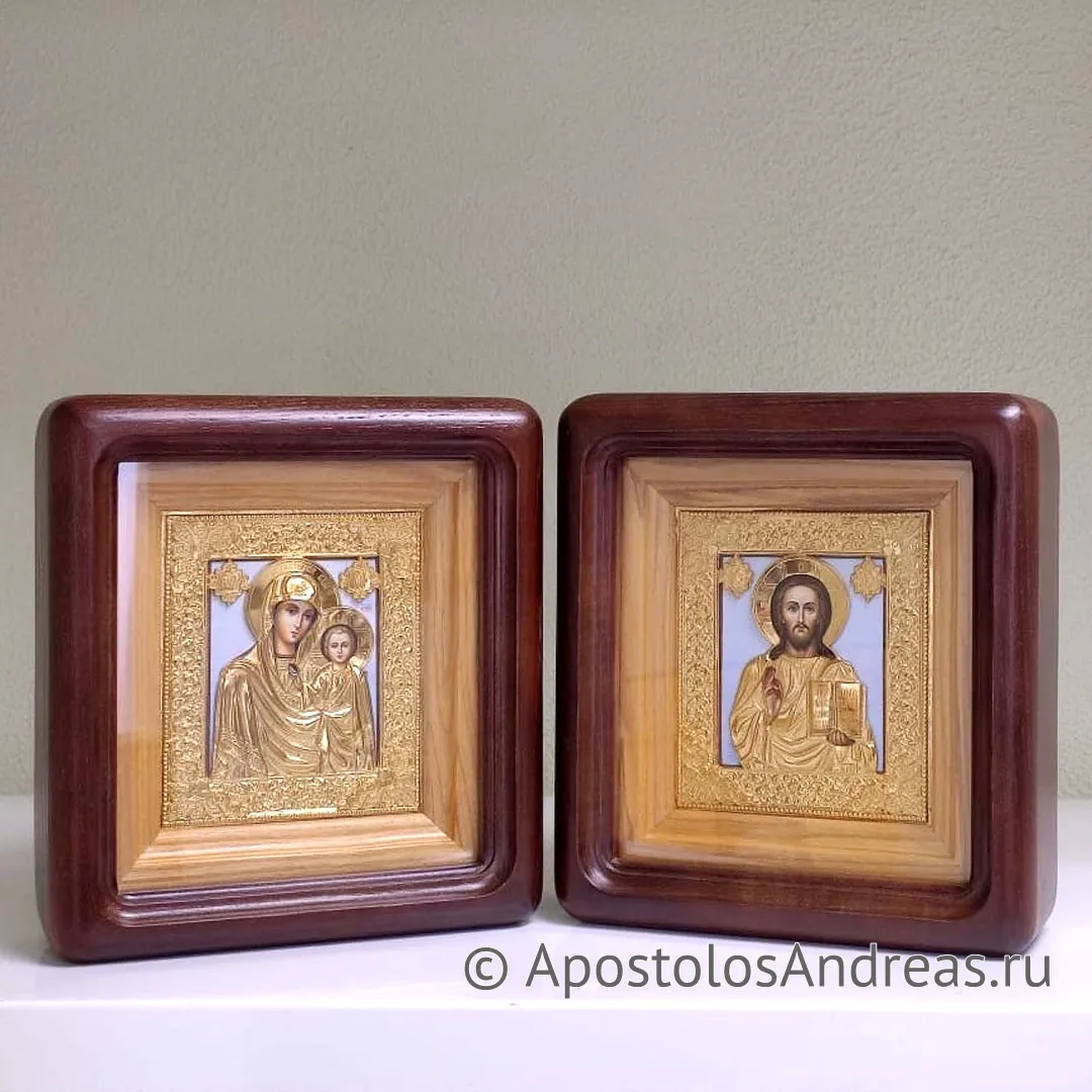 Икона Венчальная пара #32 (в киотах, под ризами), в киоте - 19х21, 2022 — образец № 1