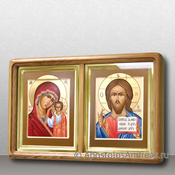 Рукописная икона Венчальная пара #35 (в двойном киоте)