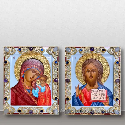 Икона Венчальная пара #42 (филигрань с камнями) — миниатюра № 1