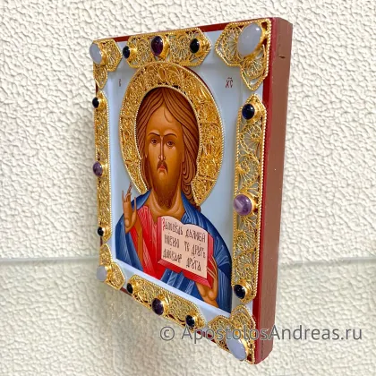 Икона Венчальная пара #42 (филигрань с камнями) — миниатюра № 4