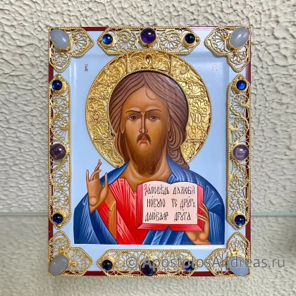 Икона Венчальная пара #42 (филигрань с камнями) — миниатюра № 5