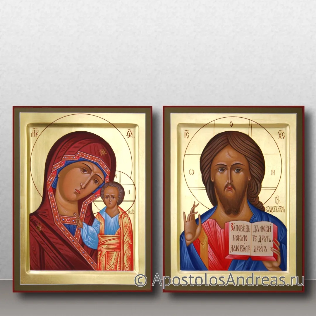 Венчальная пара с золочением фонов сусальным золотом, 18х24, 2024 — образец № 1