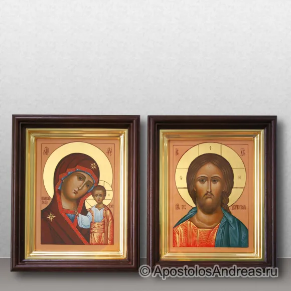 Рукописная икона Венчальная пара #45 (в киотах)