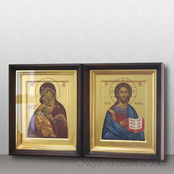 Рукописная икона Венчальная пара #48 (в киотах)