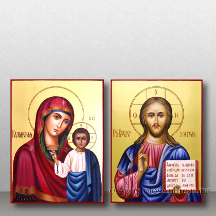 Венчальные иконы — Казанская и Спас Вседержитель, реализм — миниатюра № 1