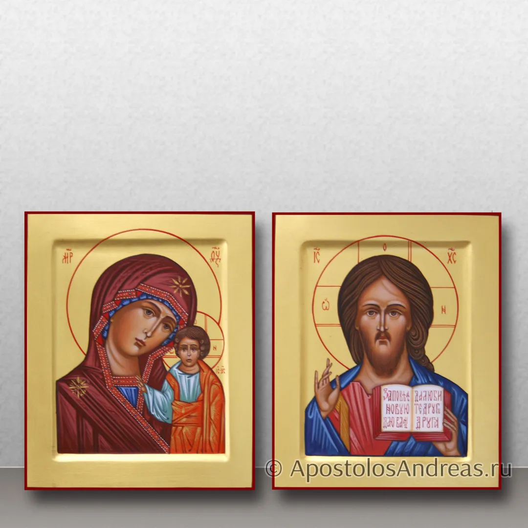 Венчальные иконы — Казанская и Спас Вседержитель, 13х16 см., 13х16, 2024 — образец № 1
