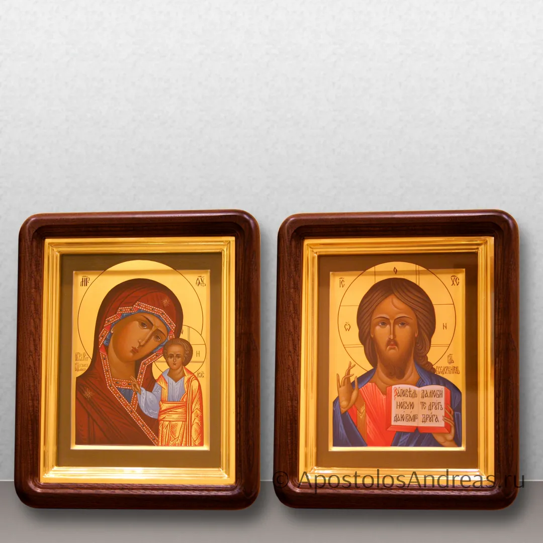Венчальная пара — Казанская и Спас Вседержитель, в киотах, в киотах - 25х31, 2024 — образец № 1