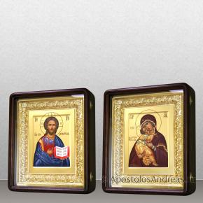 Венчальная пара в киотах с резной рамой (Владимирская и Спас), миниатюра № 1