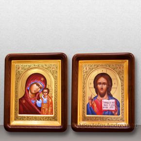 Венчальная пара в киотах (Казанская и Спаситель) с орнаментом, миниатюра № 1