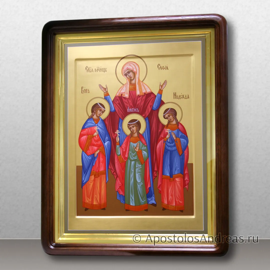 Икона в киоте Вера Надежда Любовь и мать их София, в киоте - 37х47, 2025 — образец № 13