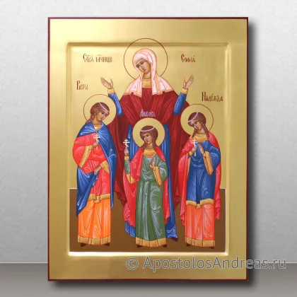 Икона Вера Надежда Любовь и мать их София на золотом фоне — миниатюра № 4