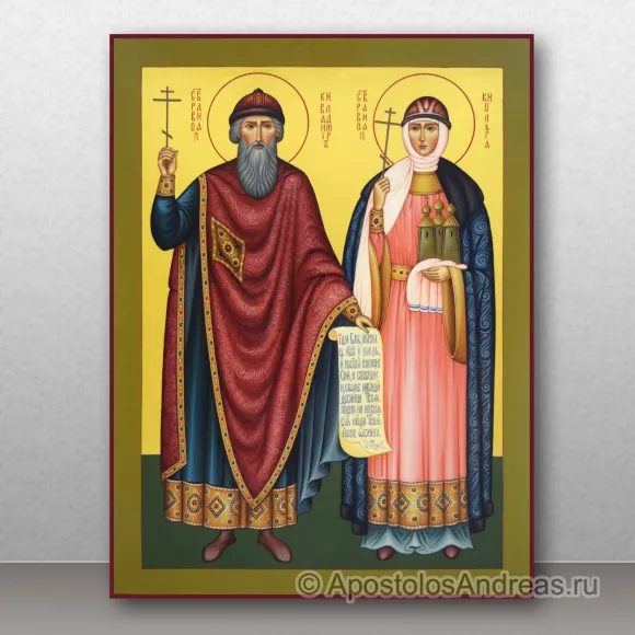 Рукописная икона Владимир и Ольга