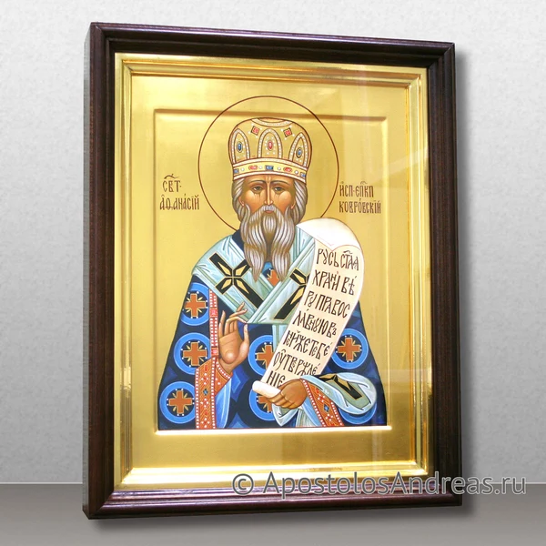 Икона в киоте Афанасий Ковровский (с золочением фона), образец № 3