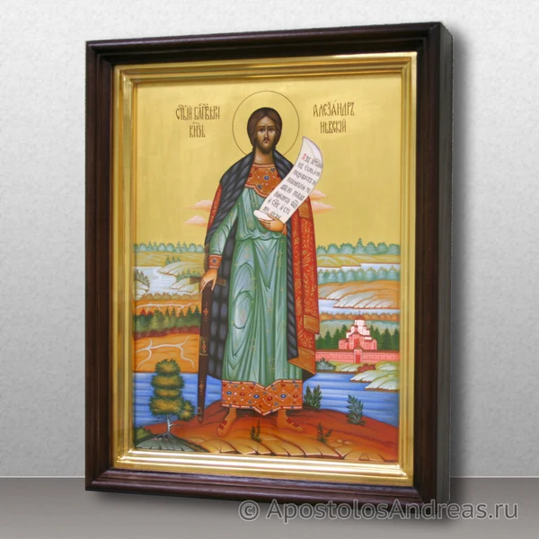 Икона в киоте Александр Невский (с пейзажем), образец № 13