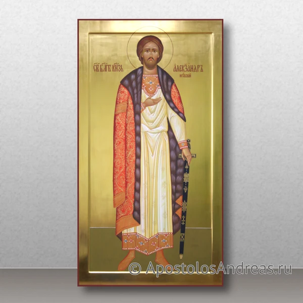 Мерная икона Александр Невский с золочением, образец № 25