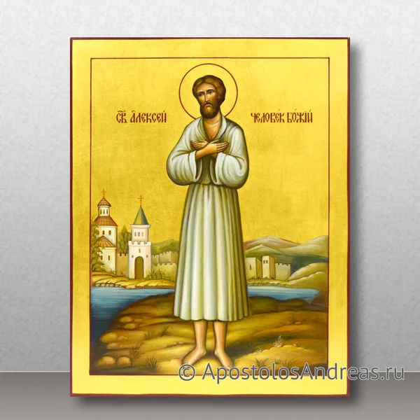 Живописная икона Алексея человека Божьего с пейзажем, образец № 3