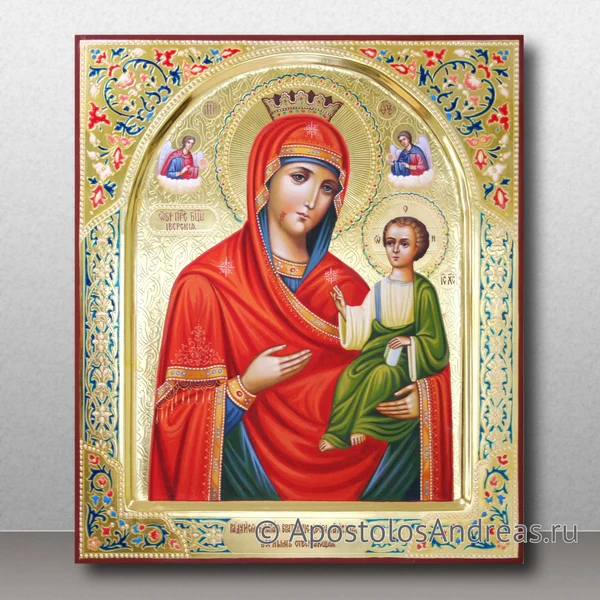 Икона Иверская Божья Матерь с арочным ковчегом, гравировкой и росписью, образец № 13