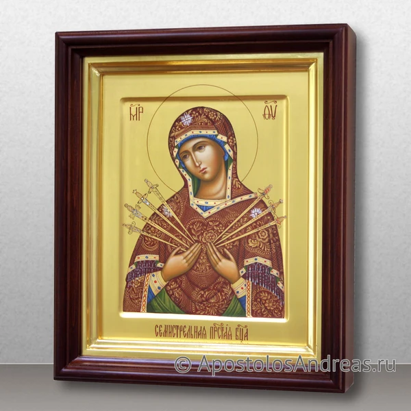 Икона в киоте БМ Семистрельная (с золочением фона), образец № 9