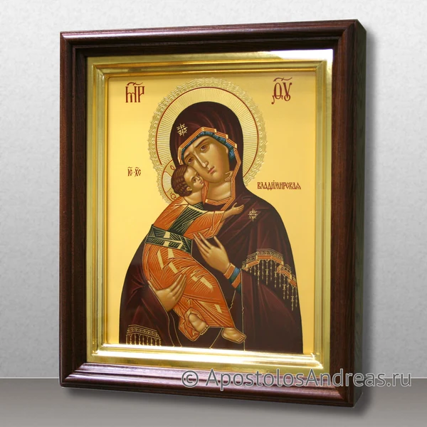 Икона Владимирской Божией Матери (с гравировкой нимбов, в киоте), образец № 20
