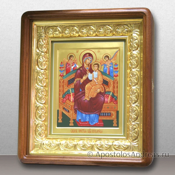 Икона Богородица Всецарица, в киоте с резной рамой, образец № 19