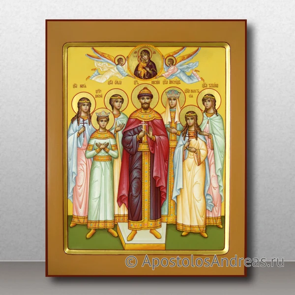 Икона Царская семья, с золочением нимбов и лузги, образец № 13