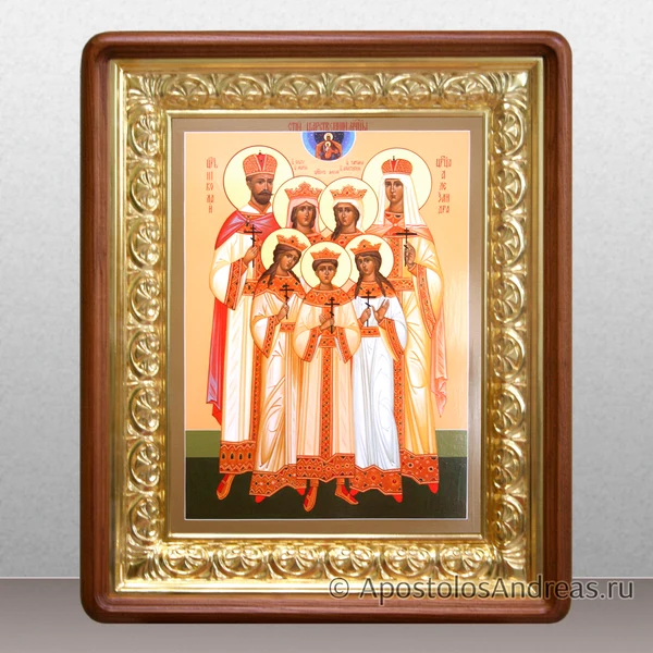 Икона в киоте Царская семья (с золочением нимбов), образец № 20