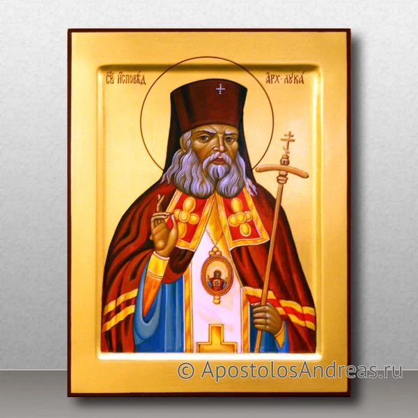 Икона Лука Крымский исповедник с золочением фона, образец № 25