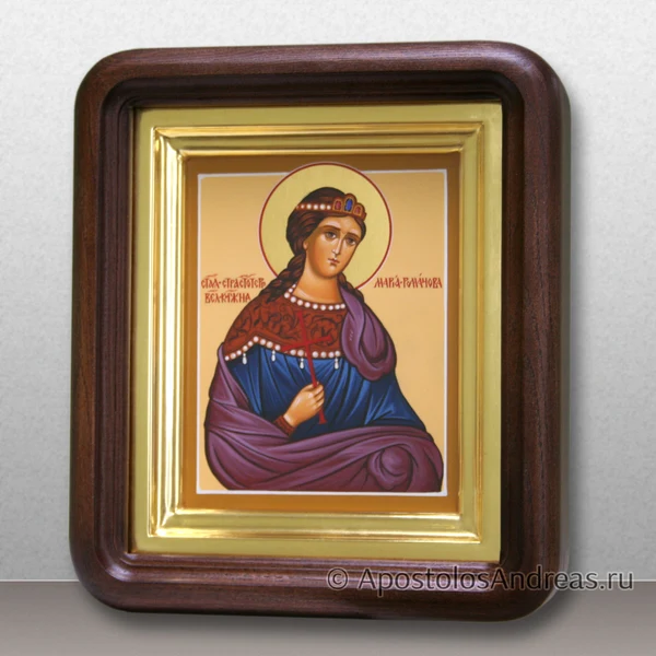 Икона Мария Романова (с золочением нимба, в киоте), образец № 2