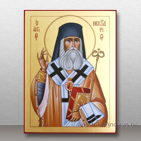 Икона Нектарий Эгинский, с золочением фона, образец № 4